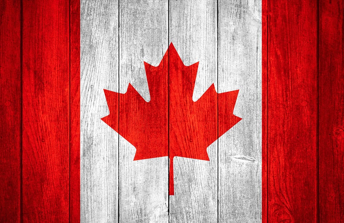 Rustic Canadian Flag Wood Effect Mural Wallpaper Red White Charm