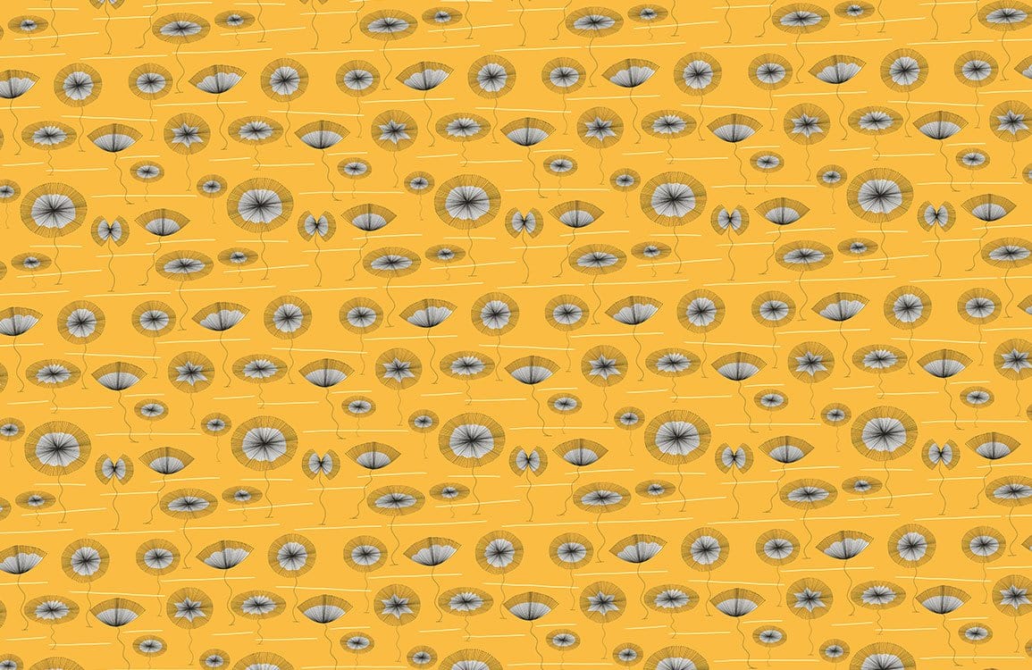Retro Mustard Yellow Geometric Patterned Wallpaper for Modern British Interiors