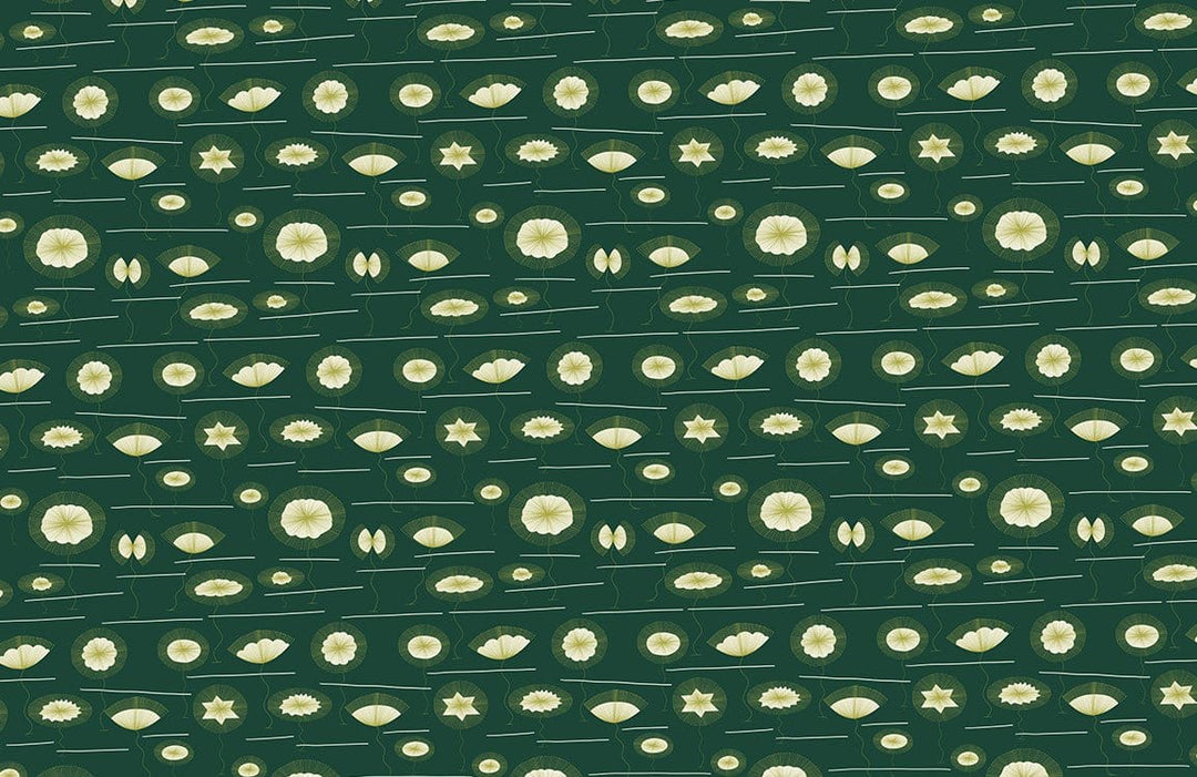 Vintage Green Floral Pattern Wallpaper with Retro Botanical Design Elements