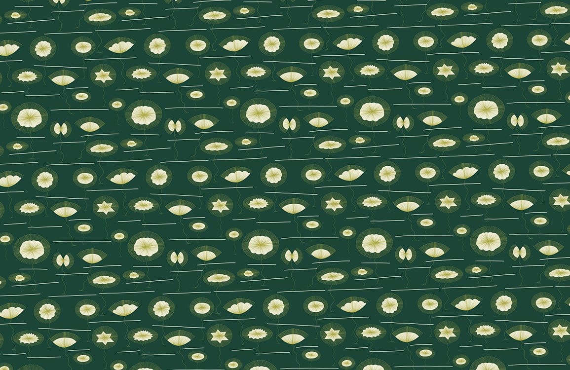 Vintage Green Floral Pattern Wallpaper with Retro Botanical Design Elements
