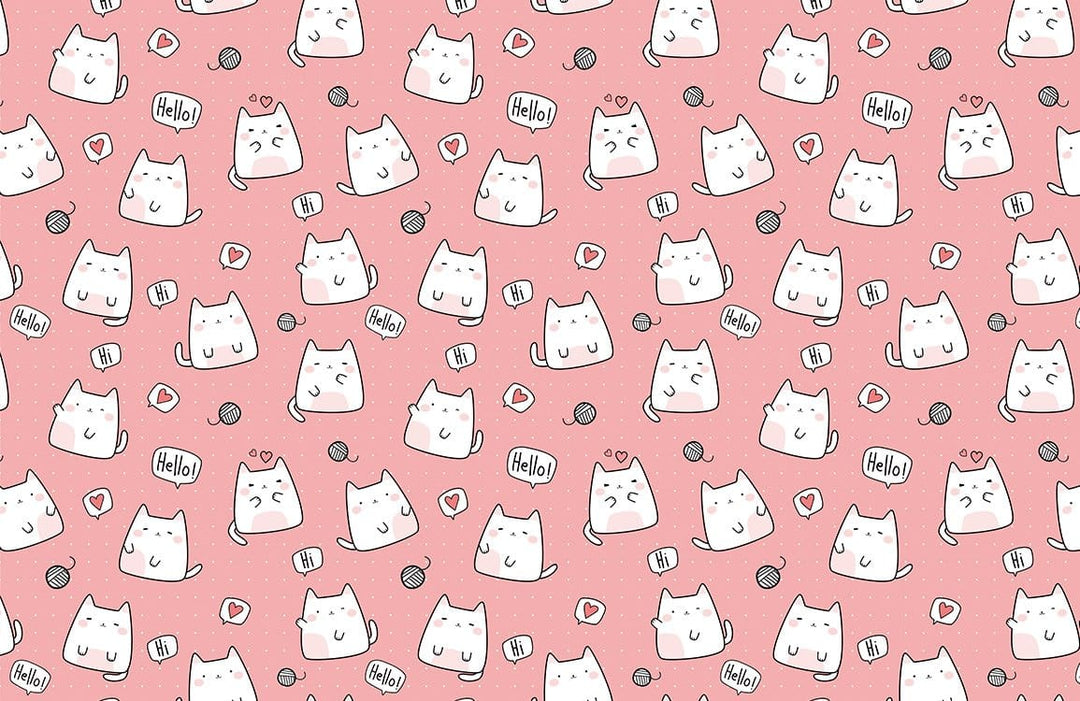 Cute Cat Pattern Wallpaper for Playful Pink Children's Room Décor