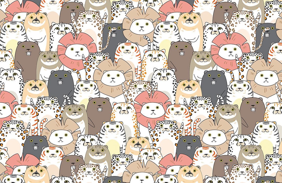 Charming Pastel Safari Animals Repeating Wallpaper for Kids' Rooms Decor