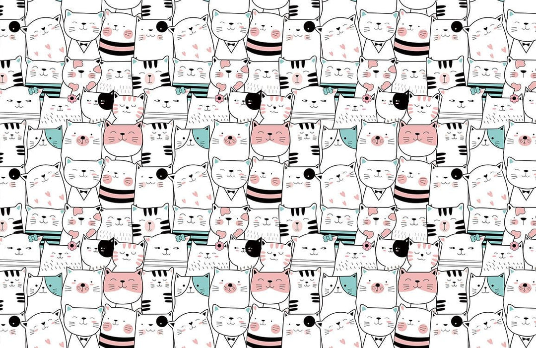 Whimsical Cats Pattern Wallpaper - Playful Pastel Animal Design Decor