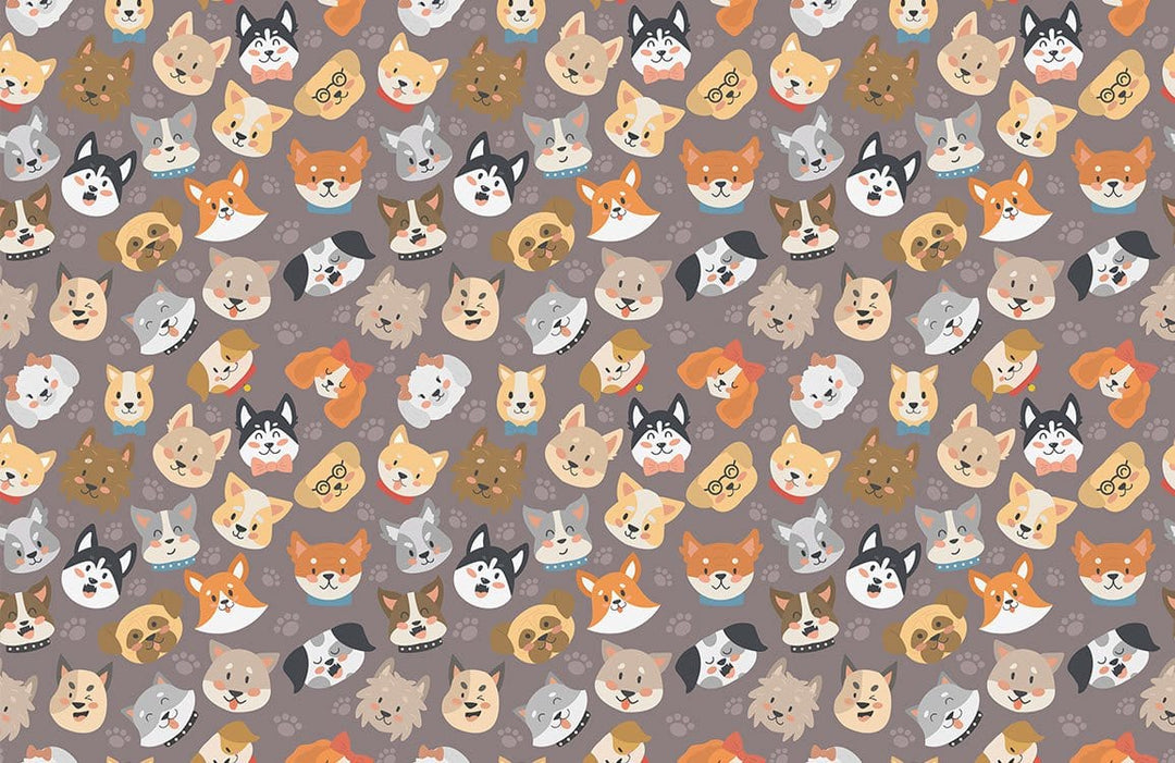 Whimsical Animal Faces Grey Multicolour Patterned Wallpaper for Playful Interiors.