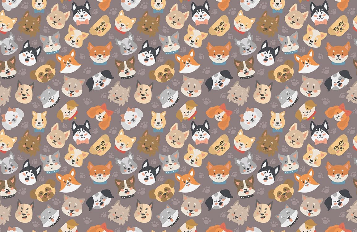 Whimsical Animal Faces Grey Multicolour Patterned Wallpaper for Playful Interiors.
