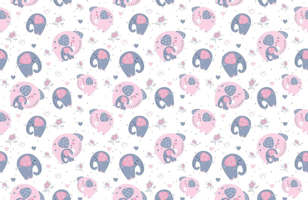 Adorable Pink and Grey Elephant Nursery Wallpaper - Charming Kids' Room Decor
