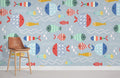 Cartoon Fish Pattern Wallpaper Mural