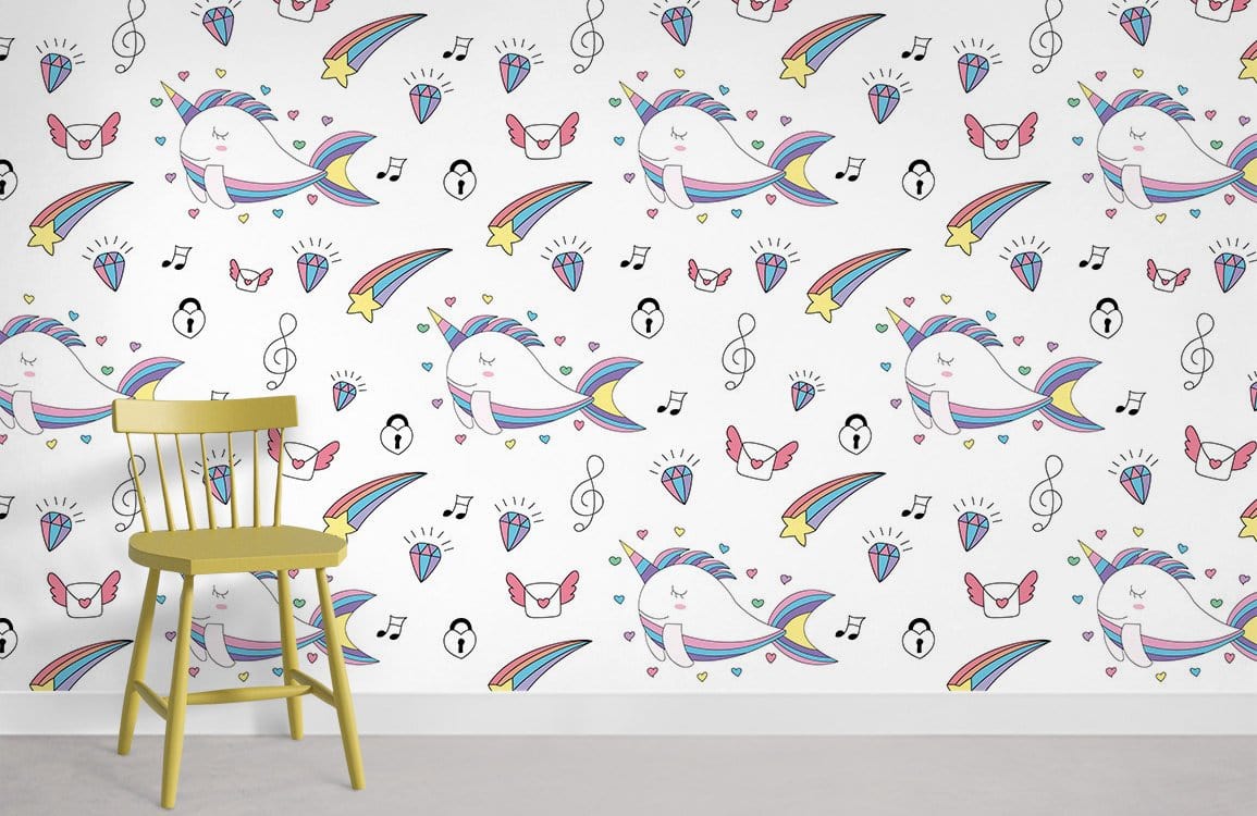 One-horned Dolphin Mural Wallpaper Room