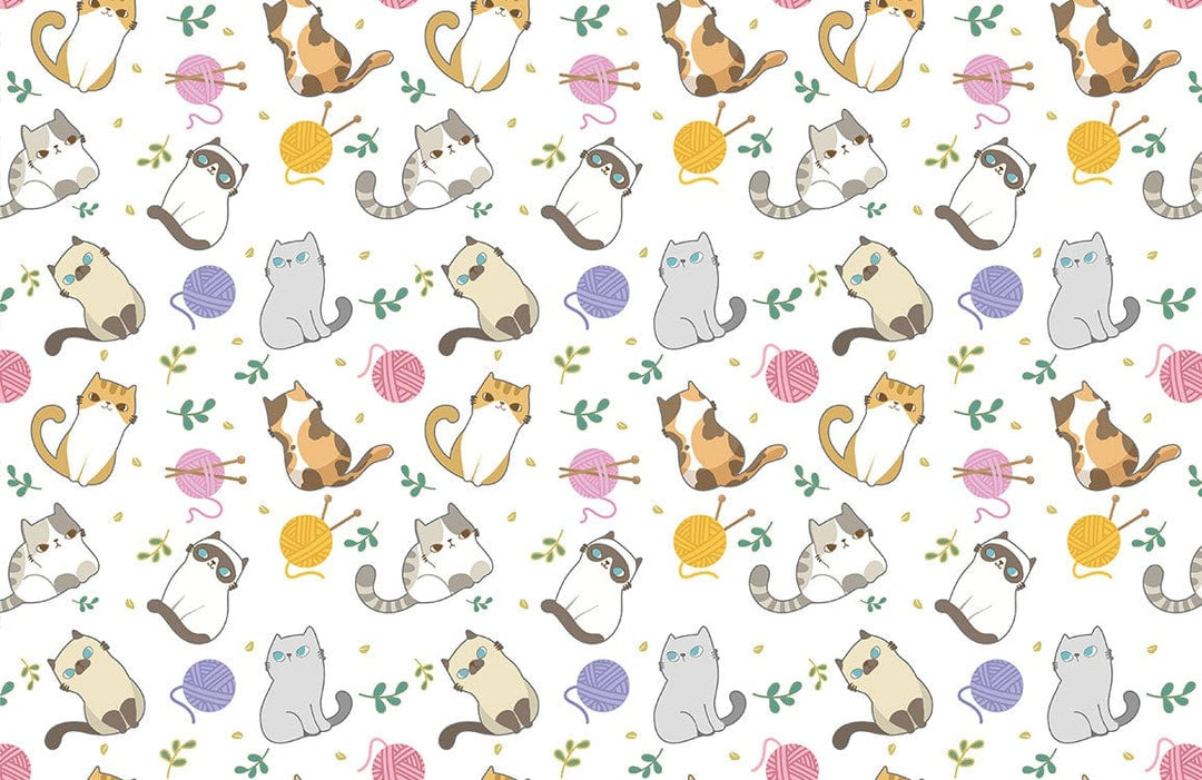 Playful Pastel Cat Pattern Wallpaper - Whimsical Feline Design for Cat Lovers