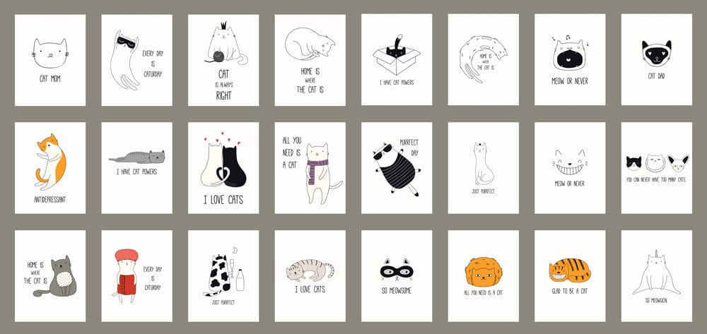 Charming Cat-Themed Mural Wallpaper in Soft Pastel Tones for Playful Spaces
