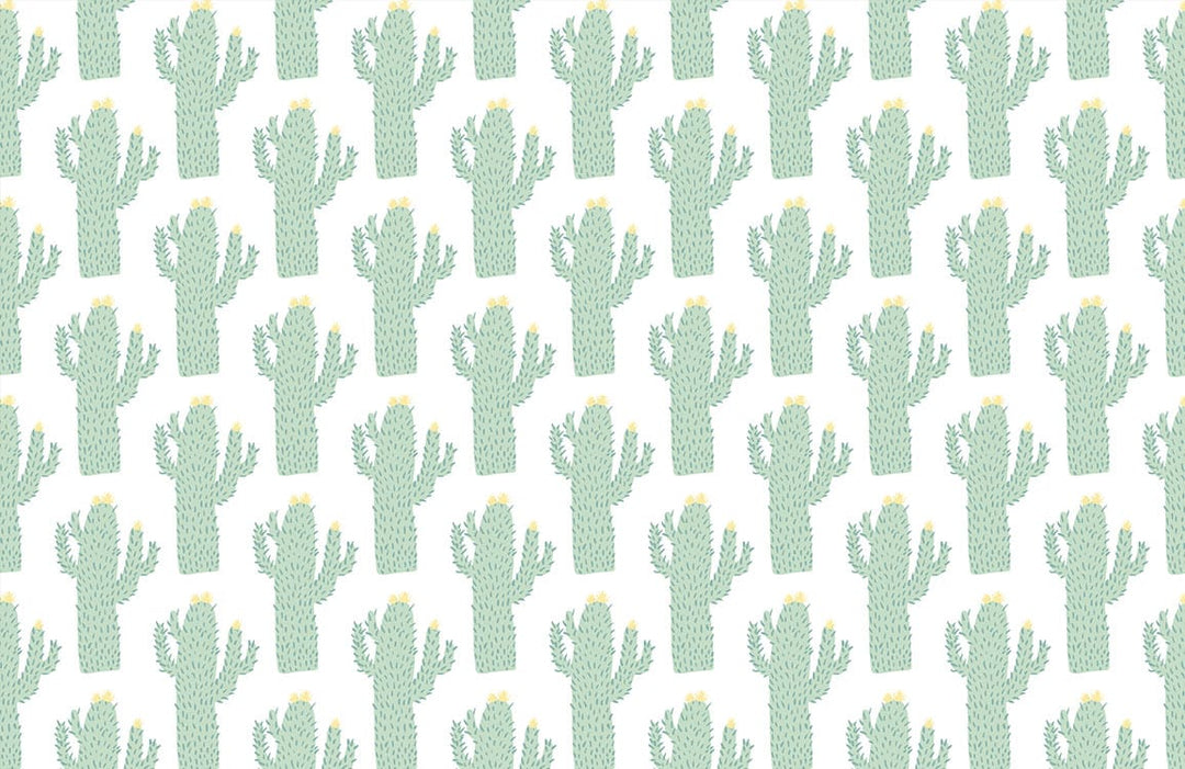 Green Cactus Pattern Wallpaper: Serene Desert Style for Modern Interiors