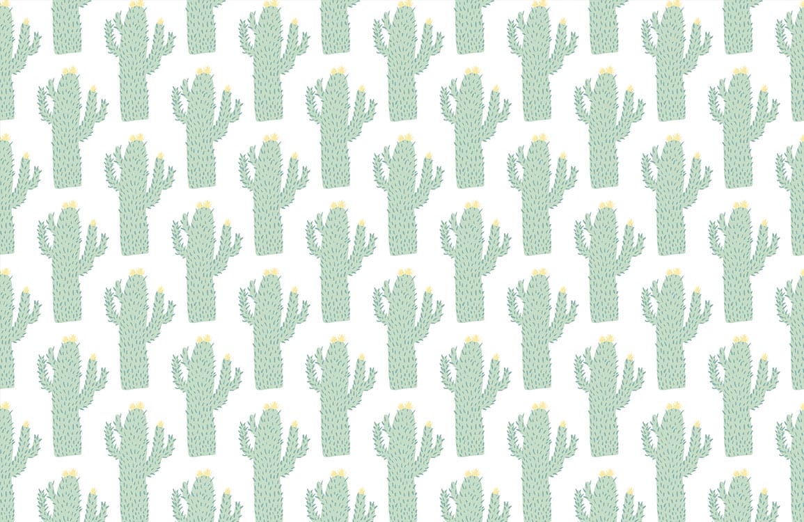 Green Cactus Pattern Wallpaper: Serene Desert Style for Modern Interiors