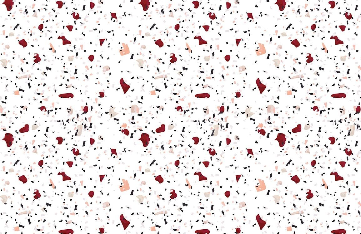 Retro Chic Terrazzo Style Wallpaper in Red, Black, and Cream Pattern