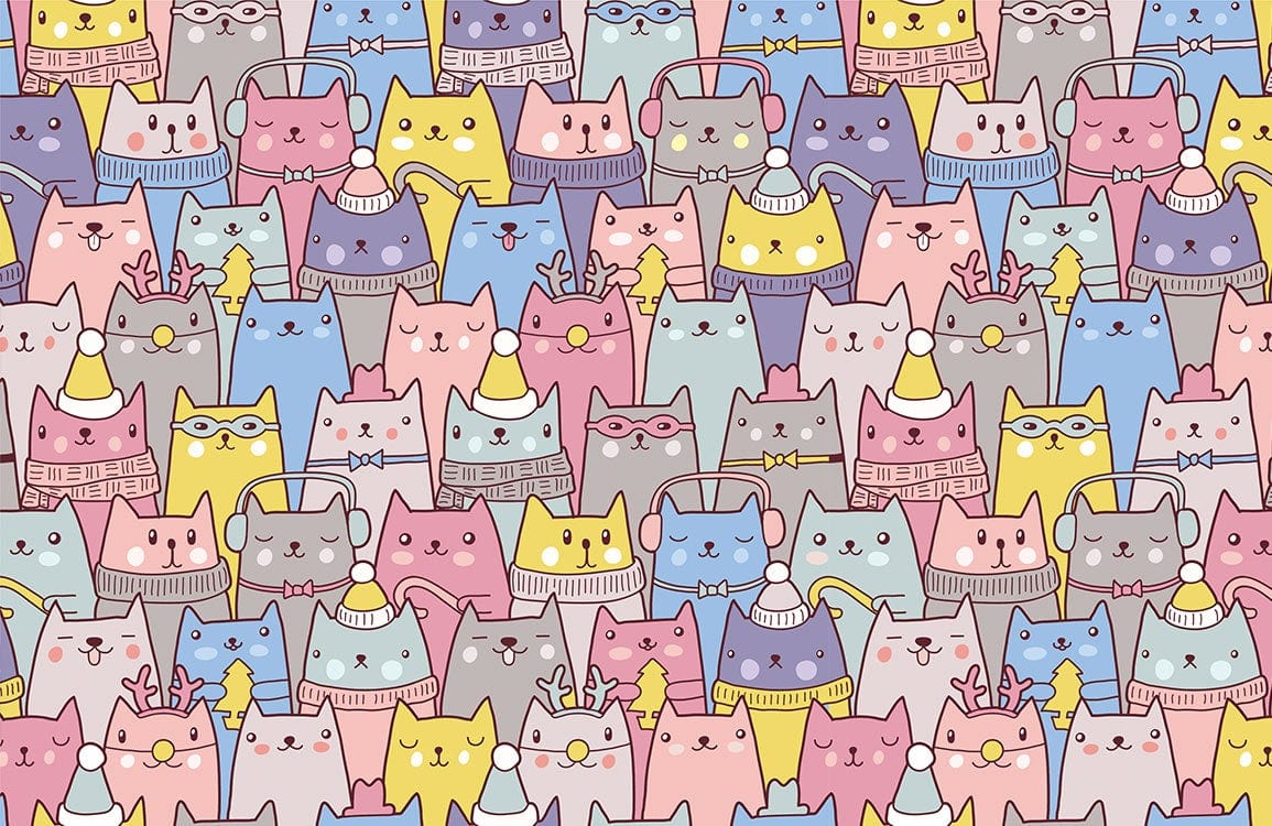 Christmas Cats Wallpaper Mural