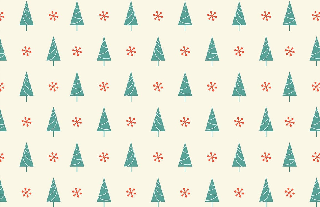 Festive Evergreen Christmas Tree Pattern Wallpaper in Green and Cream Design
