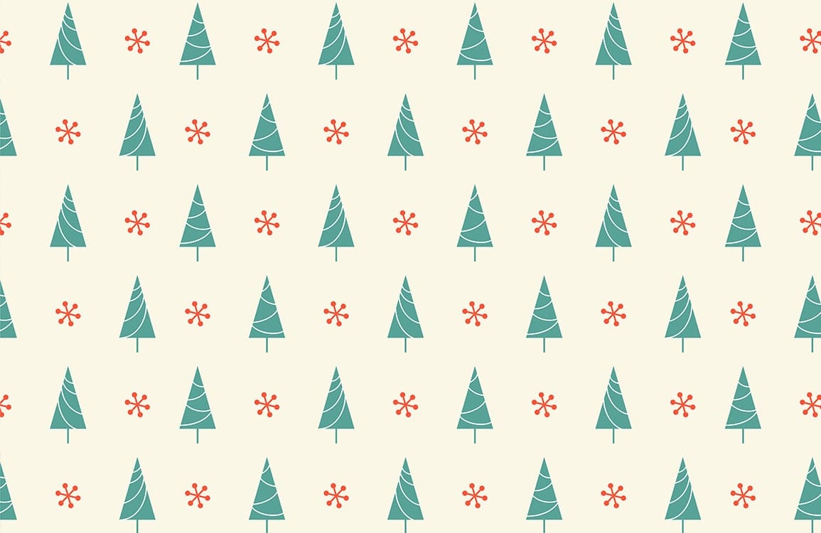 Festive Evergreen Christmas Tree Pattern Wallpaper in Green and Cream Design
