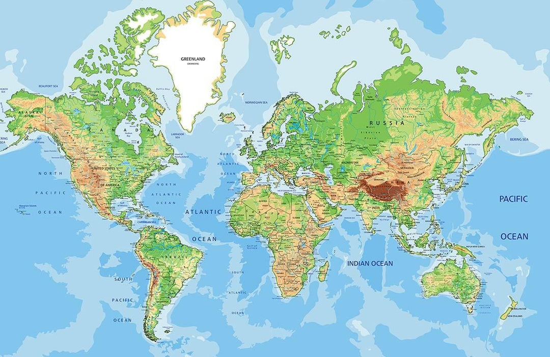 Vintage Earth-Toned World Map Mural Wallpaper for Home Interiors