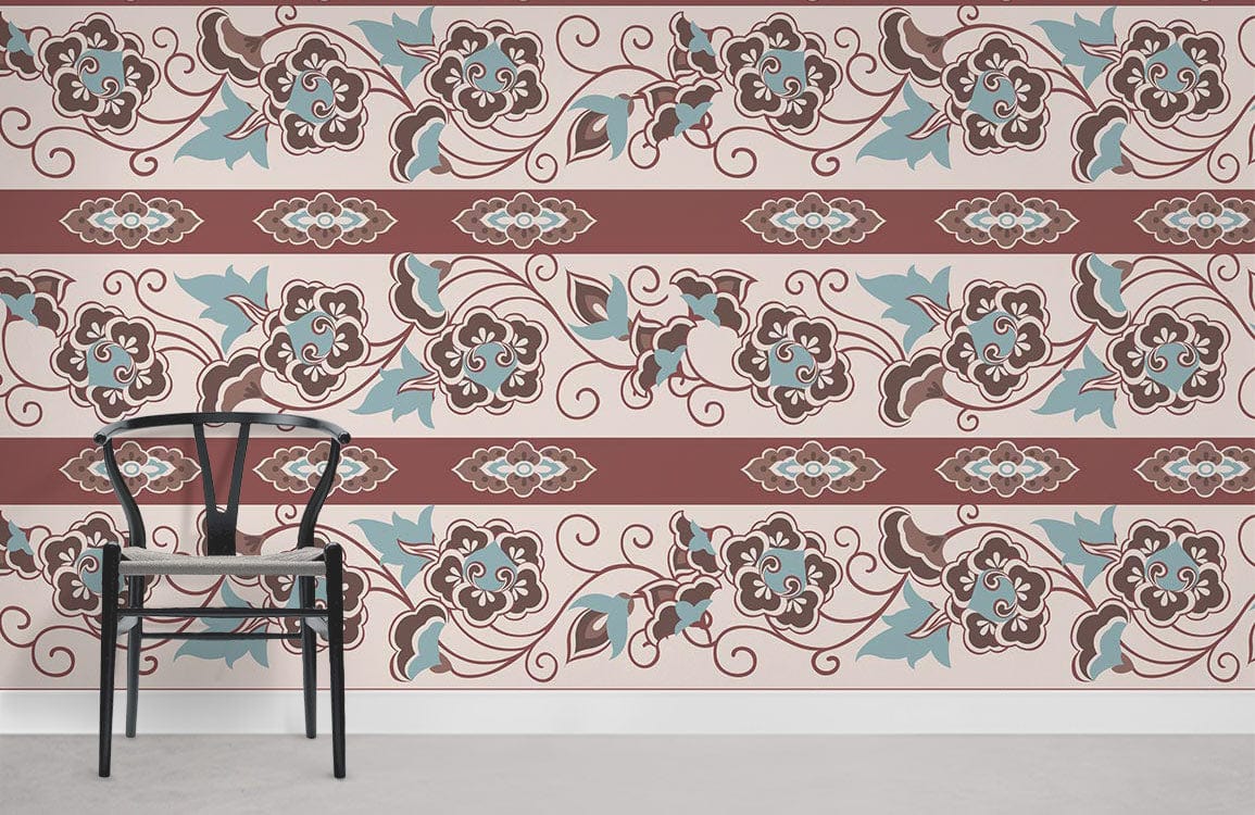 Classic Flowers Pattern Wallpaper Mural Room