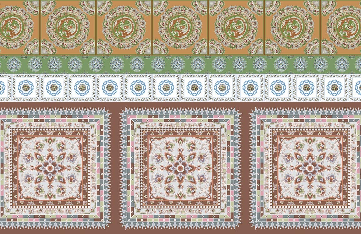 Vintage Earth Tones Geometric Elephant Pattern Wallpaper - Bohemian Chic Décor