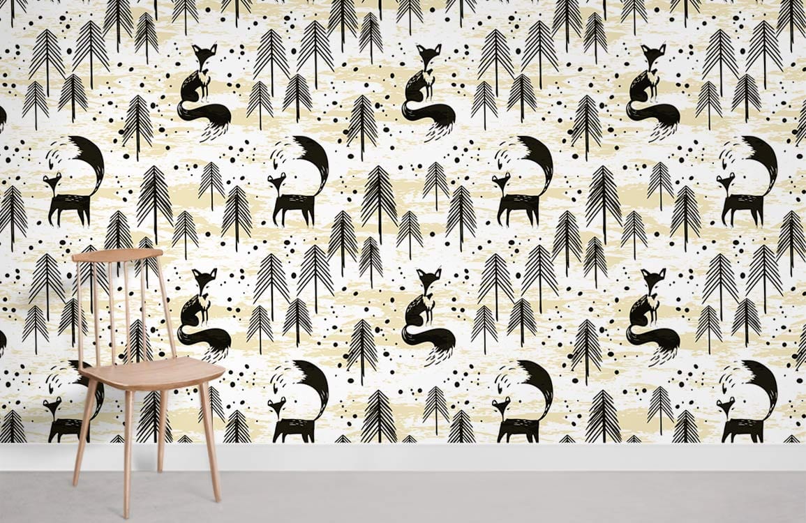 Clip Art Fox Mural Wallpaper Room