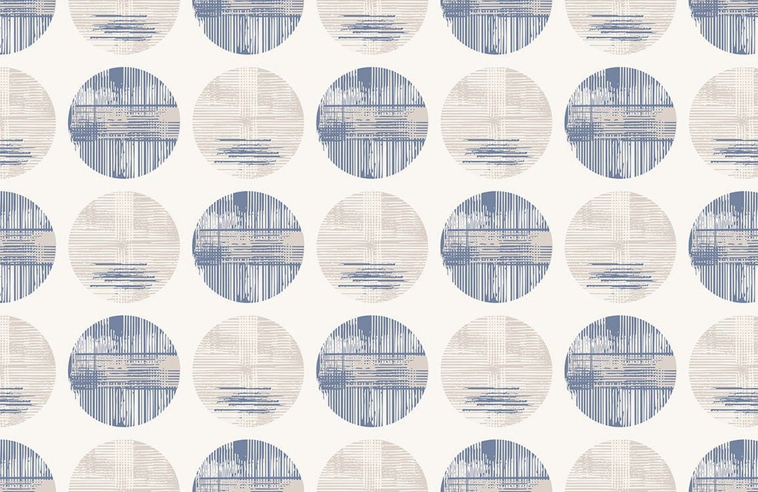 Modern Blue and Beige Geometric Circles Wallpaper - Contemporary Chic Design