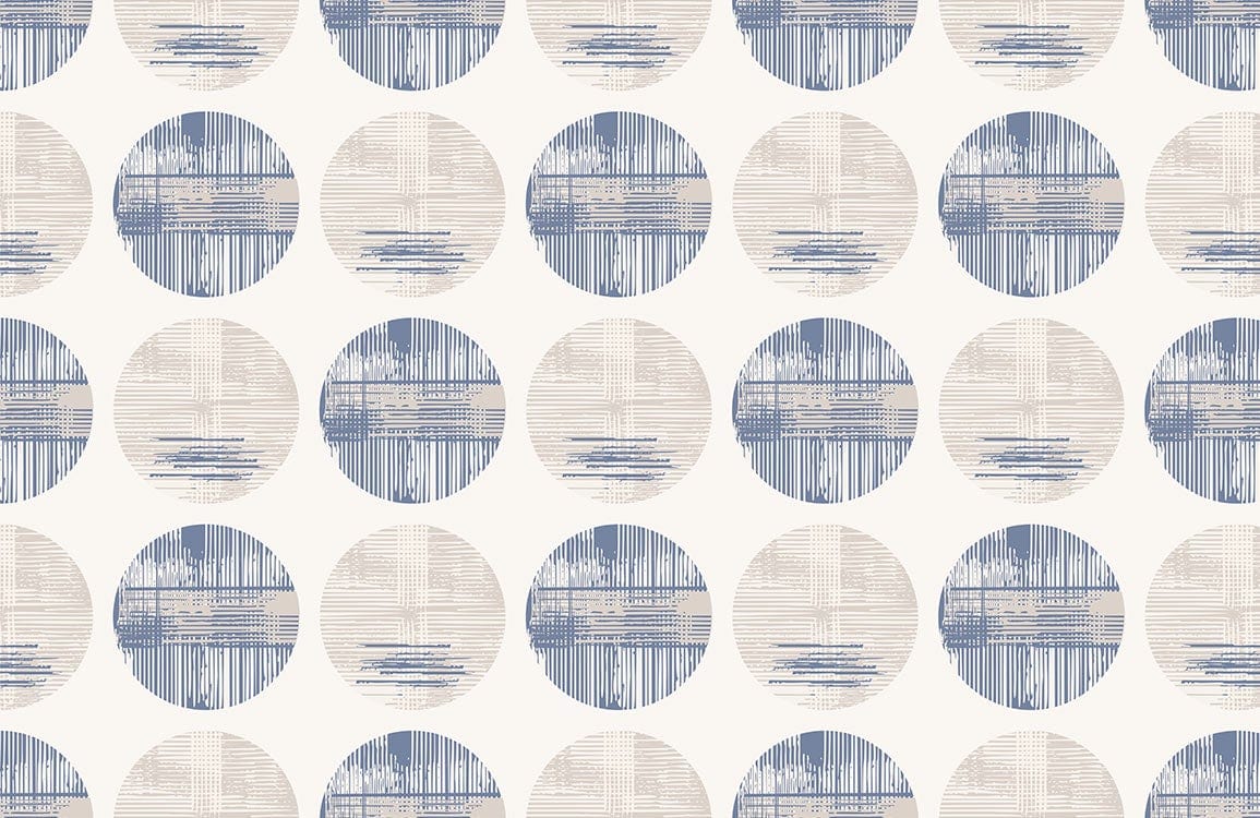 Modern Blue and Beige Geometric Circles Wallpaper - Contemporary Chic Design