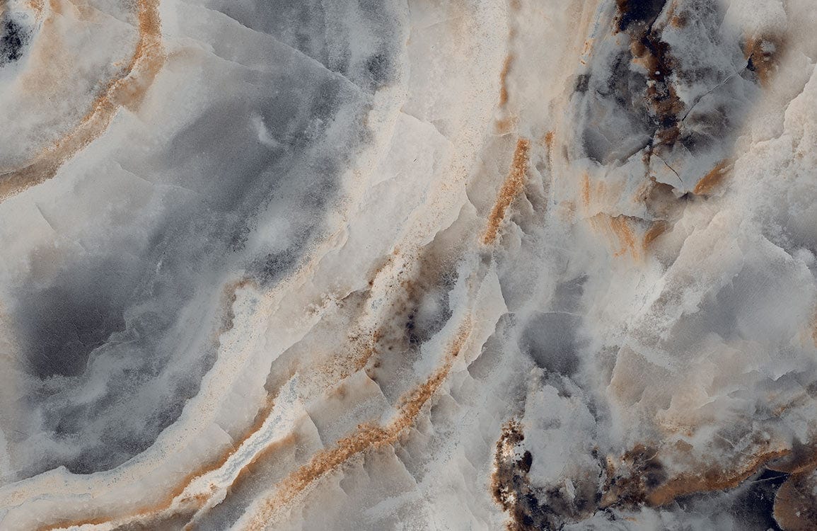 Luxurious Marble Effect Wallpaper with Grey and Beige Swirls Pattern