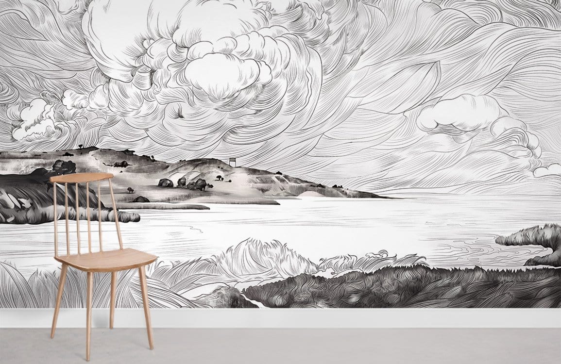 Cloudy River Wallpaper Mural