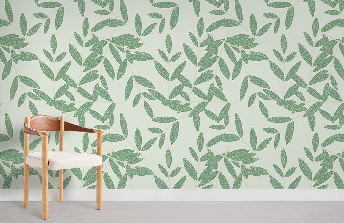 Cluttered Leaves Wallpaper Mural