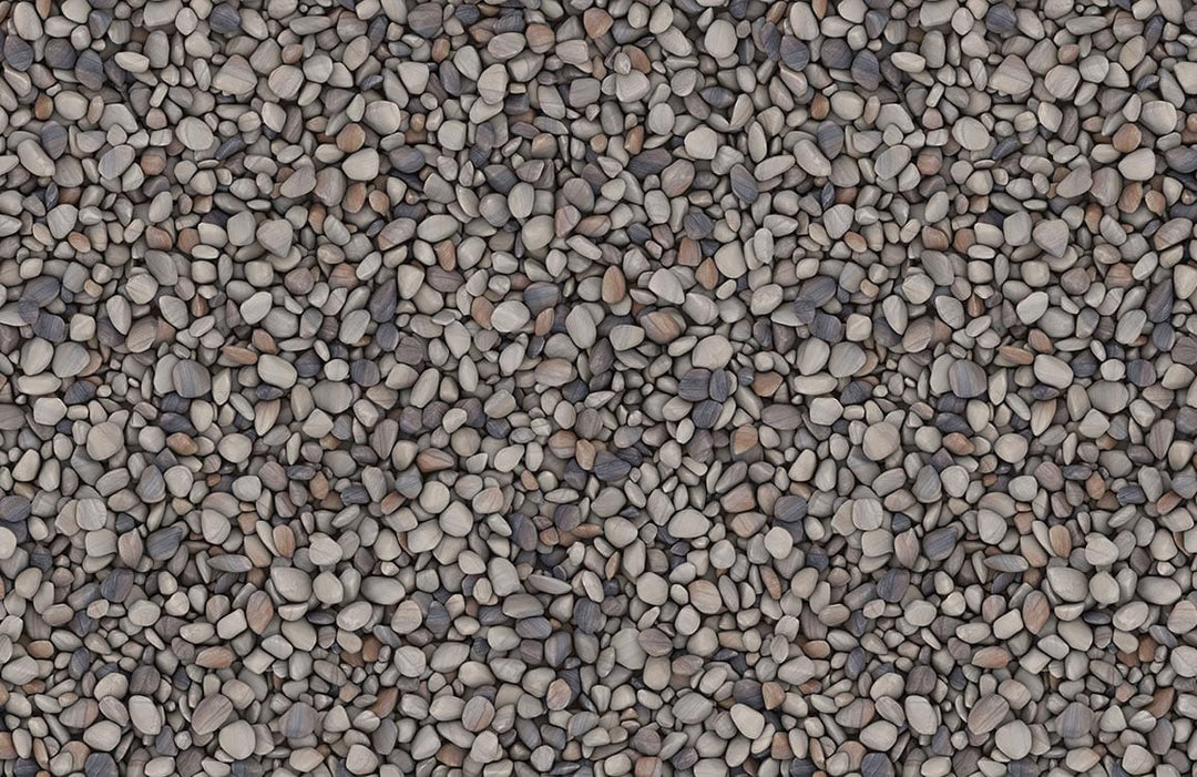 Natural Pebble Stone Textured Wallpaper - Earthy Grey and Brown Tones