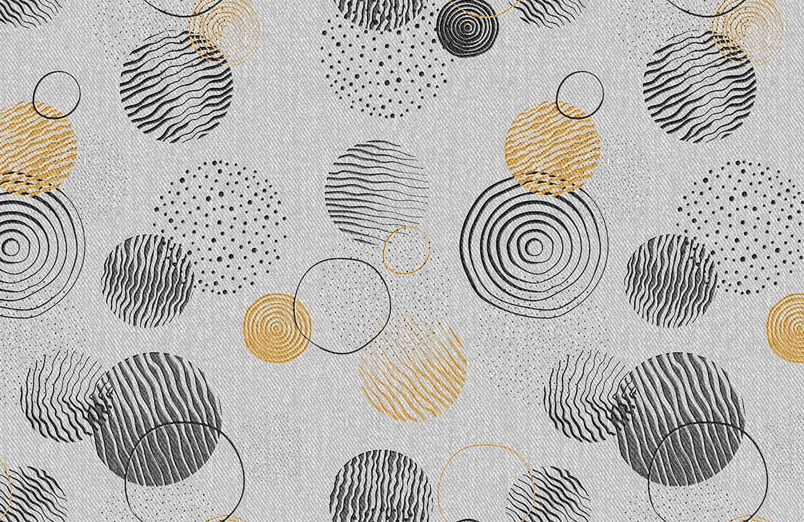 Monochrome and Gold Geometric Circles Wallpaper - Modern Artistic Design