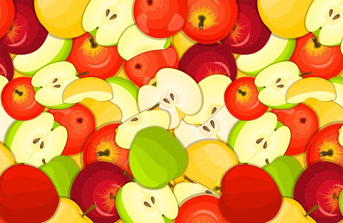 Vibrant Fruit Medley Wallpaper - Colourful Apple Slice Pattern Decor