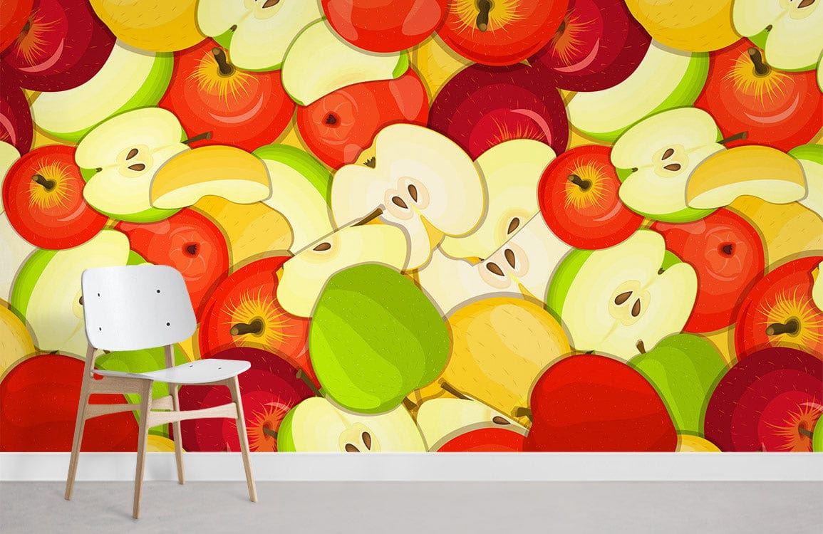 colorful apples fruit pattern wallpaper