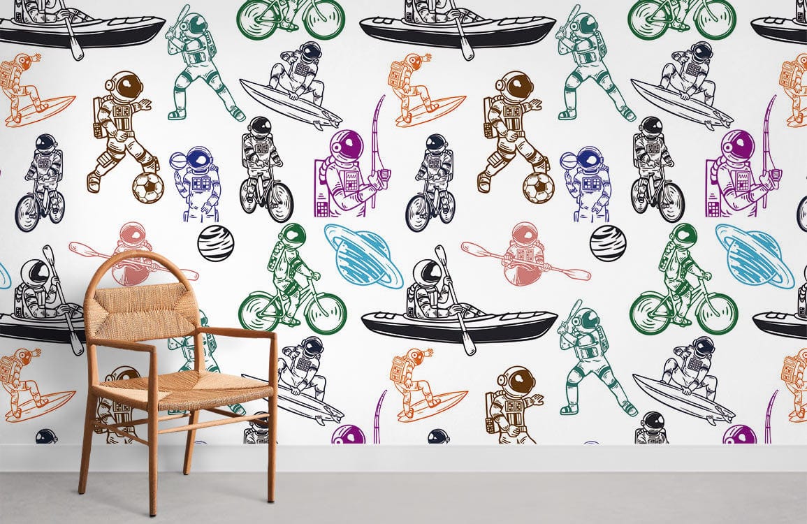 Colorful Astronaut Wallpaper Mural