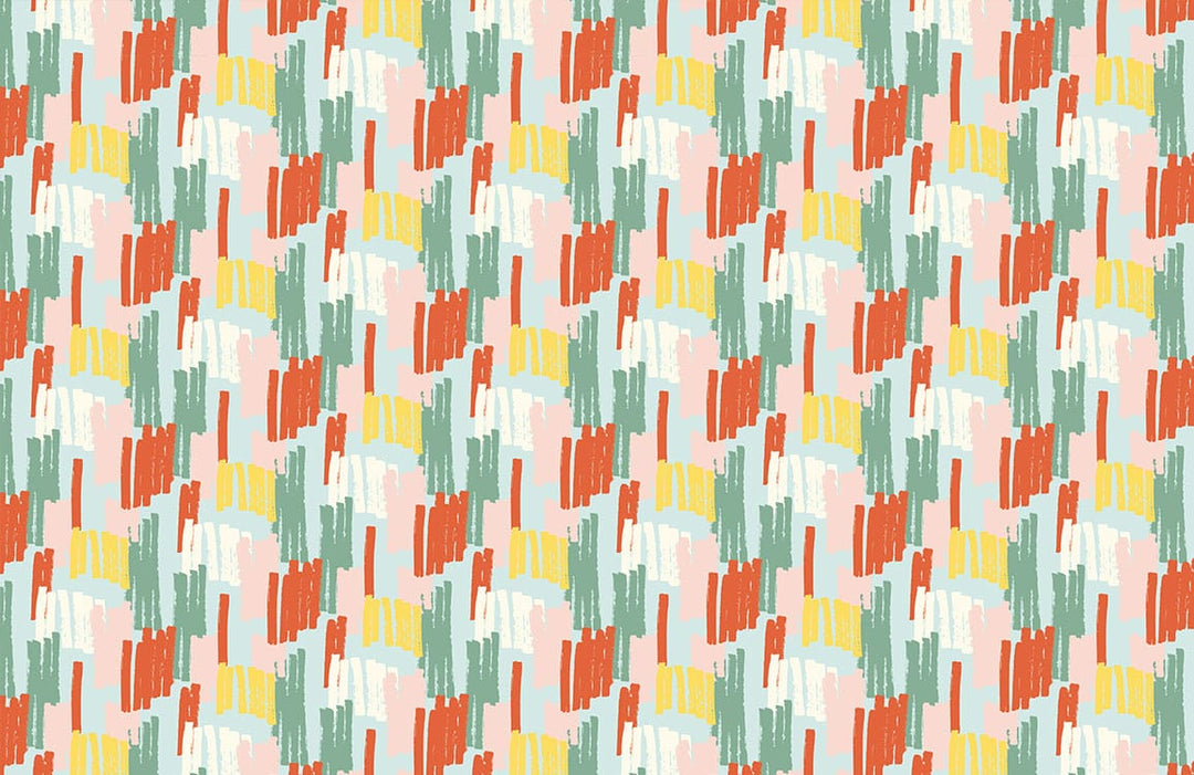 Vibrant Abstract Brushstroke Pattern Wallpaper in Multicolour Retro Style Design
