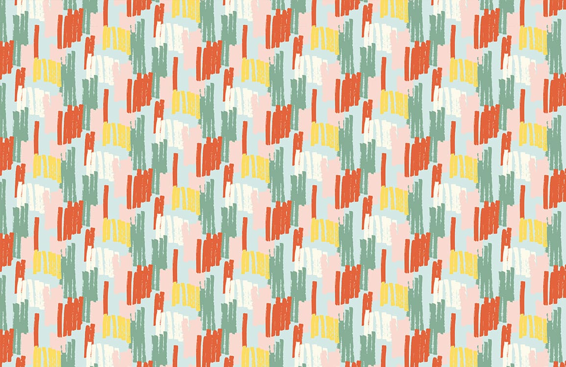 Vibrant Abstract Brushstroke Pattern Wallpaper in Multicolour Retro Style Design