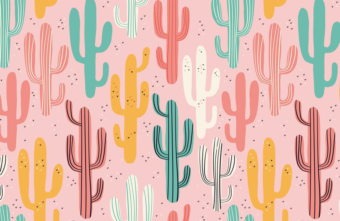 Colorful Cactus Wallpaper Mural
