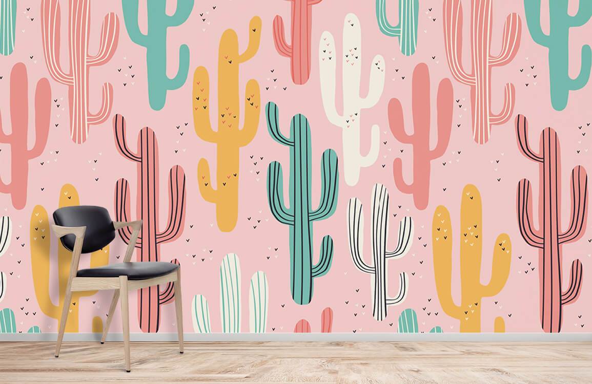 Colorful Cactus wallpaper mural