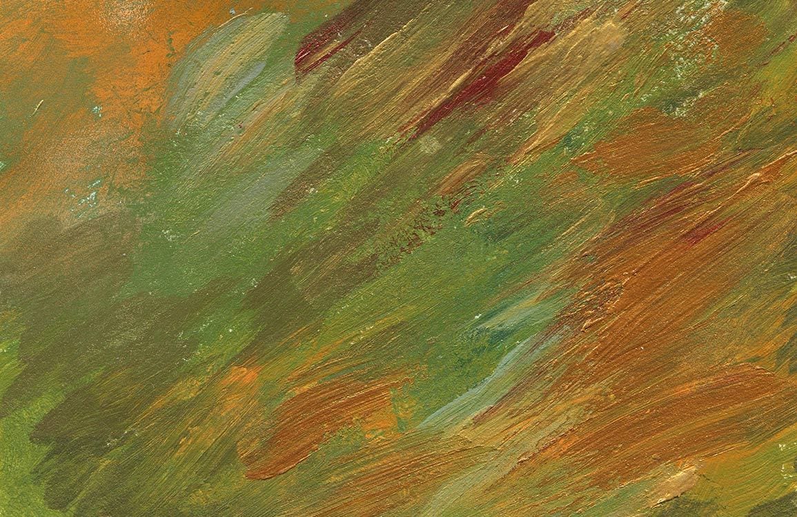 Autumnal Brushstroke Green and Orange Abstract Mural Wallpaper Design