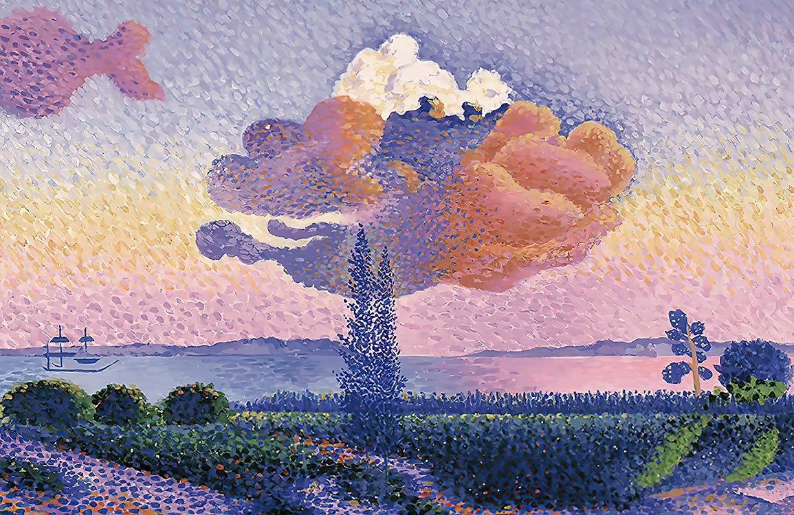 Impressionist Dreamscape Mural Wallpaper in Pastel Purples and Pinks