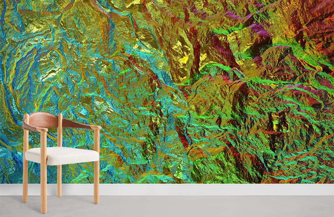 Colorful Gilded Mineral Wallpaper Mural
