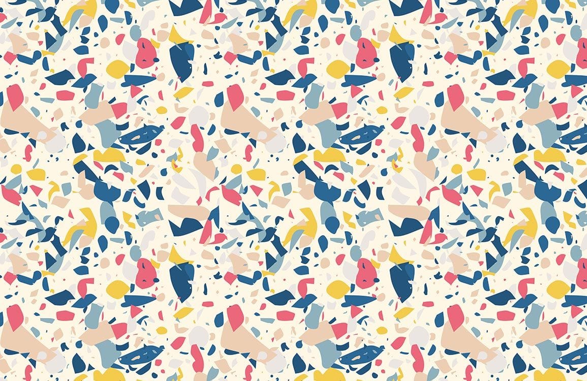 Abstract Multicolour Terrazzo Pattern Wallpaper for Contemporary Interiors Decor