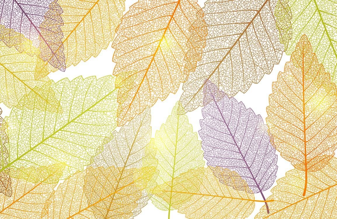Elegant Autumn Leaf Pattern Wallpaper in Pastel Yellow and Green Design