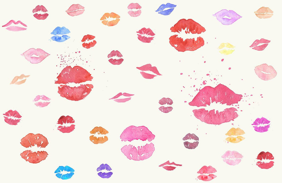 Vibrant Kiss Multicolour Watercolour Lips Pattern Wallpaper for Stylish Decor