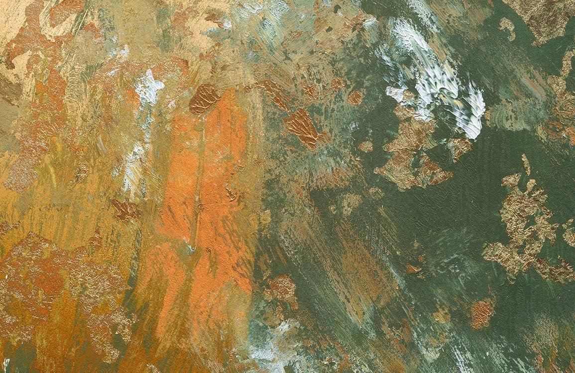 Abstract Earthy Tones Textured Green and Gold Mural Wallpaper Design