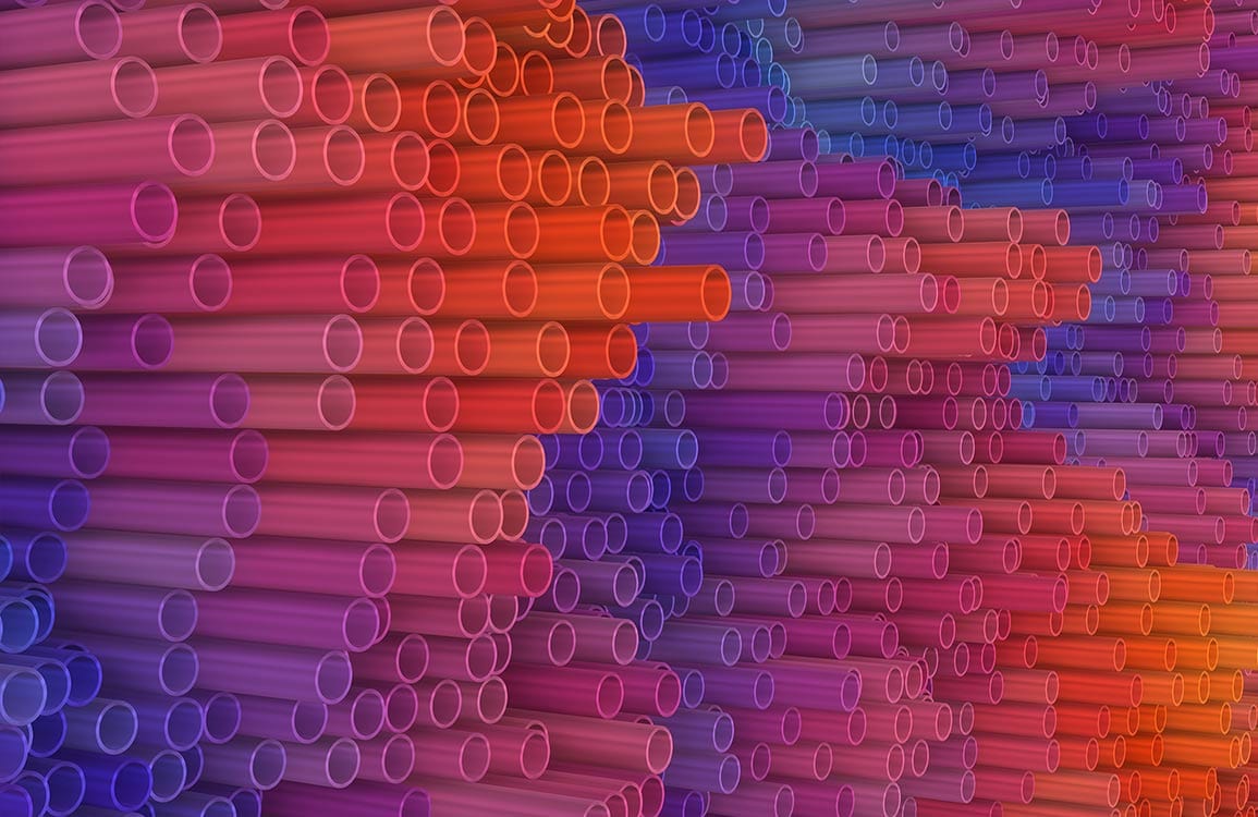 Vibrant Gradient Tubes 3D Effect Mural Wallpaper - Bold Colourful Design