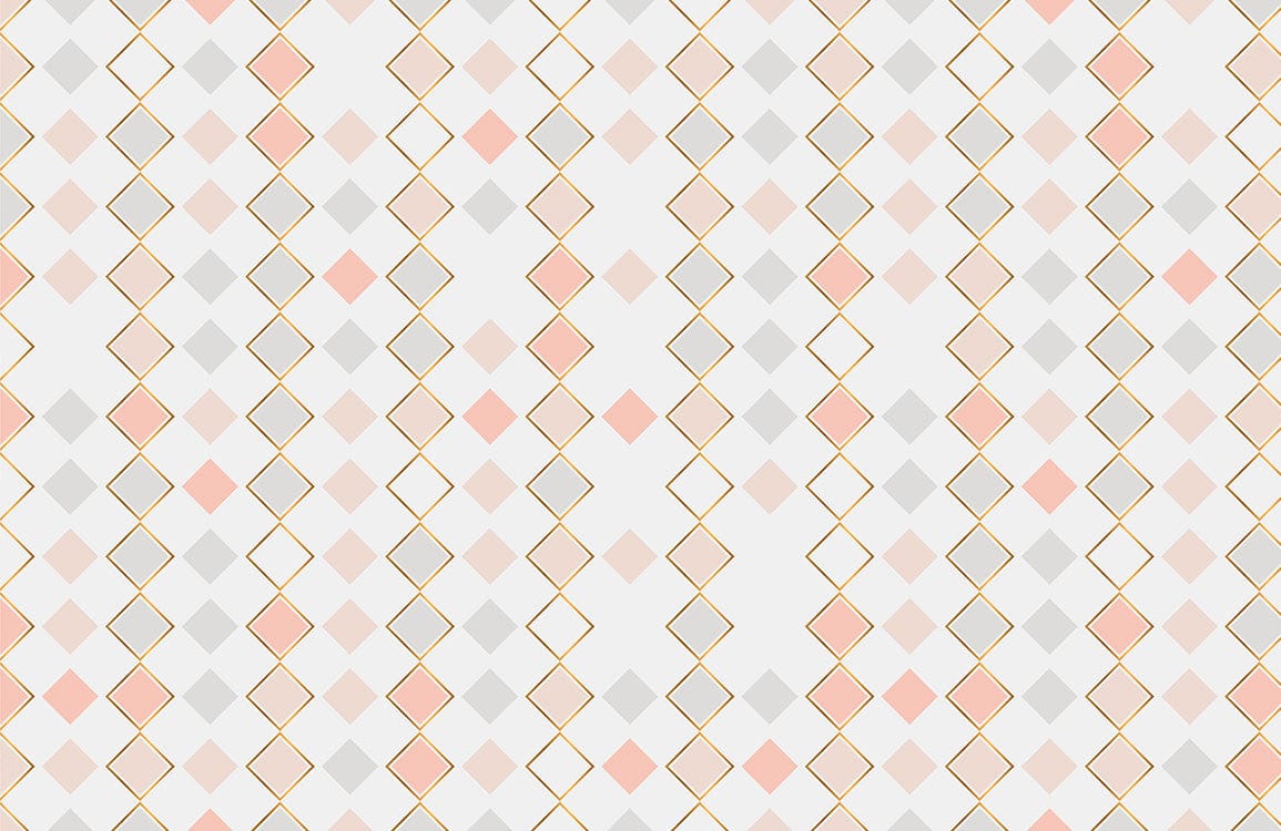 Geometric Pastel Diamonds Wallpaper - Modern Chic Gold Accents Design