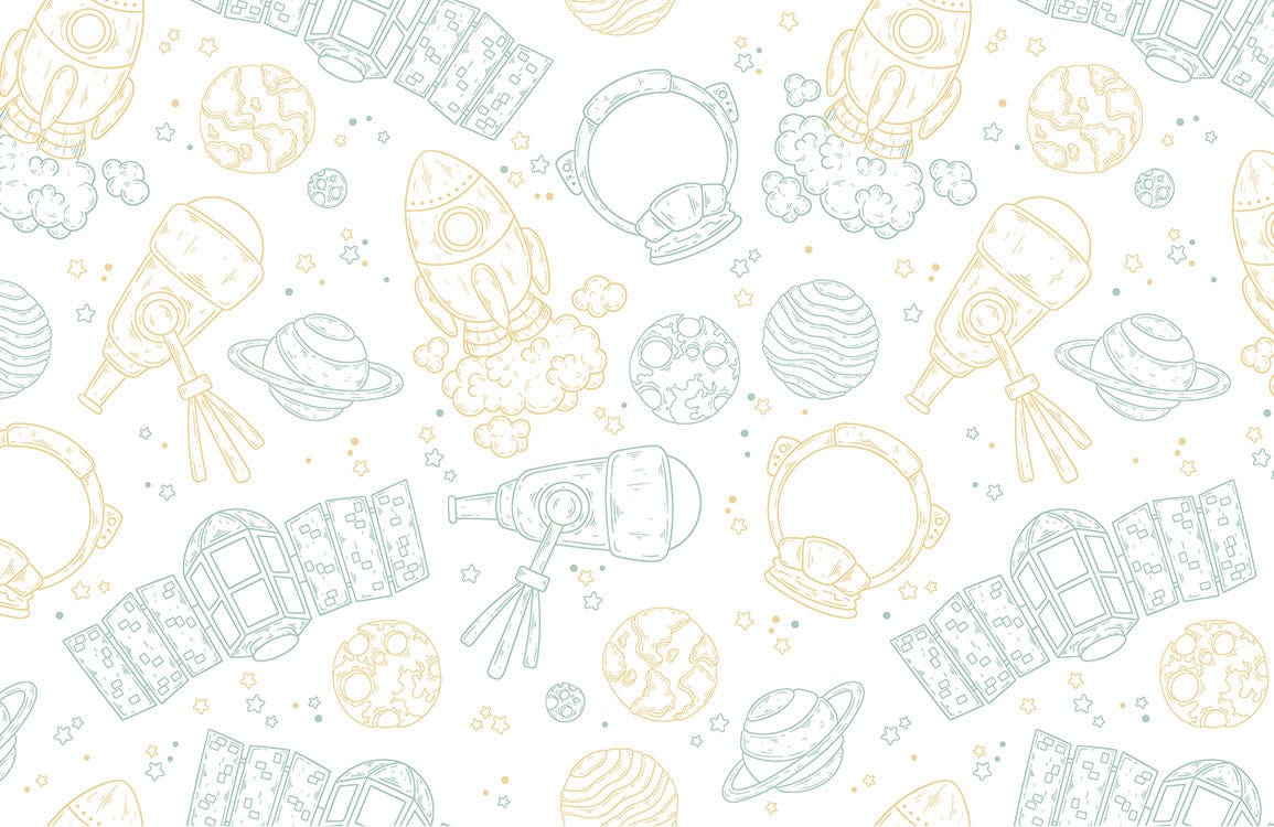 Colorful Space Sketches Wallpaper Mural