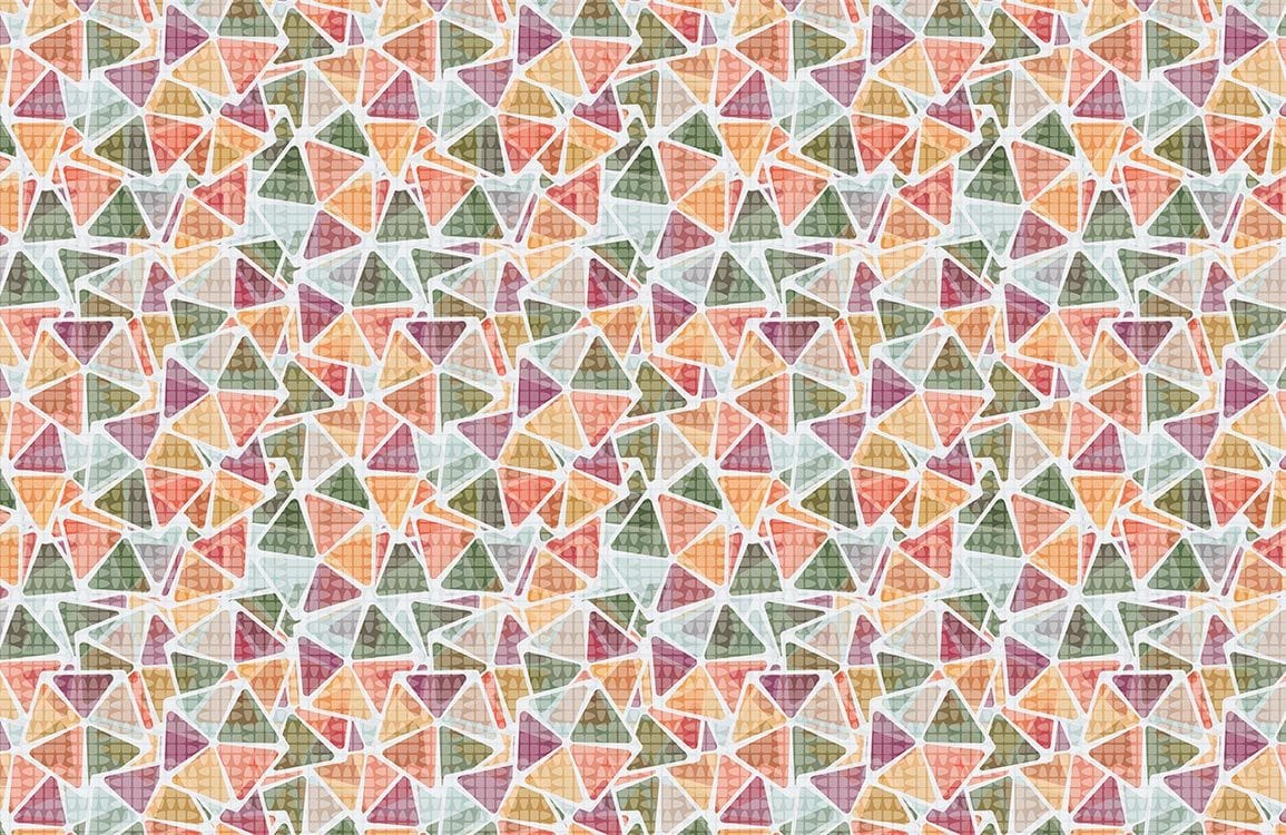 Vintage Geometric Multicoloured Triangle Pattern Wallpaper for Stylish Interiors