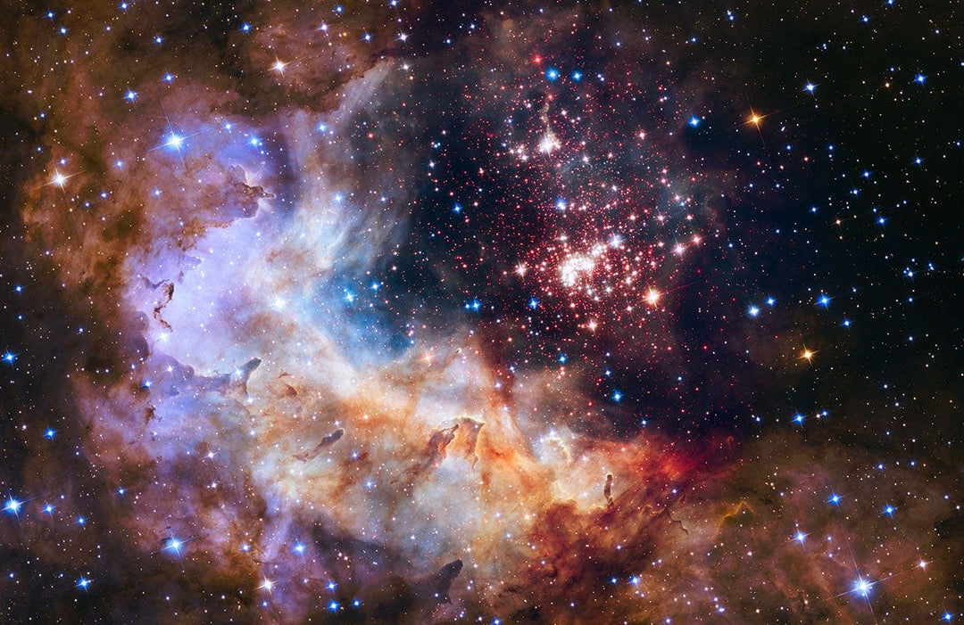 Ethereal Cosmic Galaxy Starscape Mural Wallpaper in Blue and Purple Hues